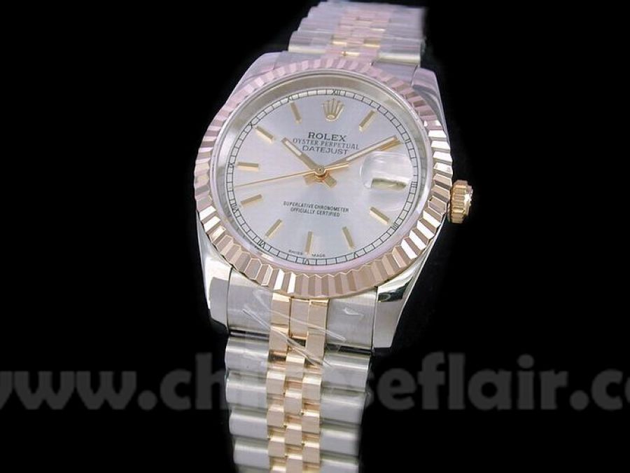 Clone Rolex Datejust 2-Tone Jubilee Silver Face Mens Watches